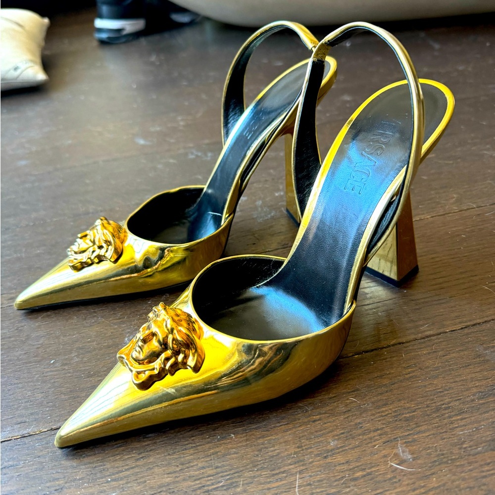 Versace gold pumps